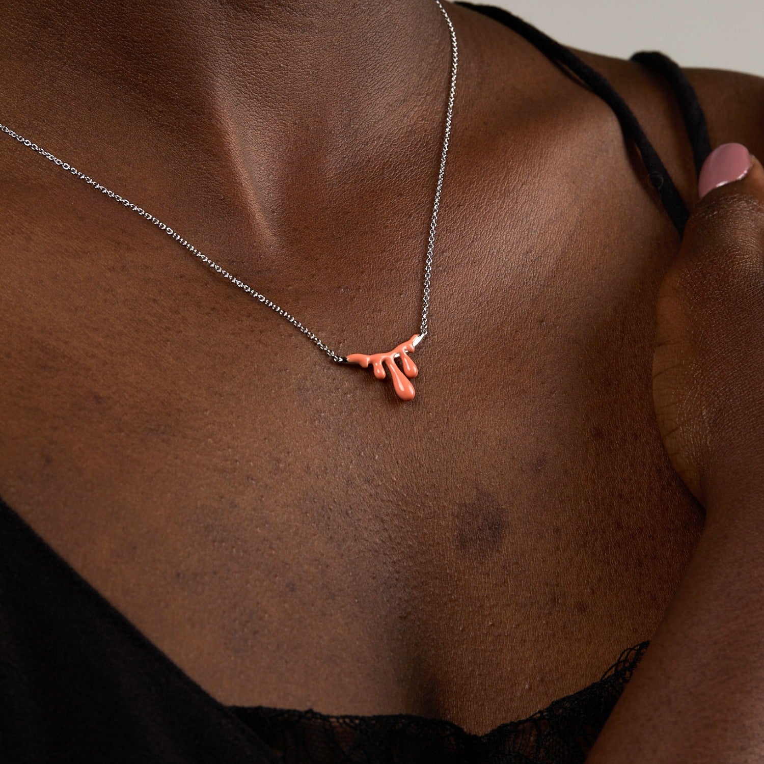 Gelato Silver Necklace - Tangerine image 1